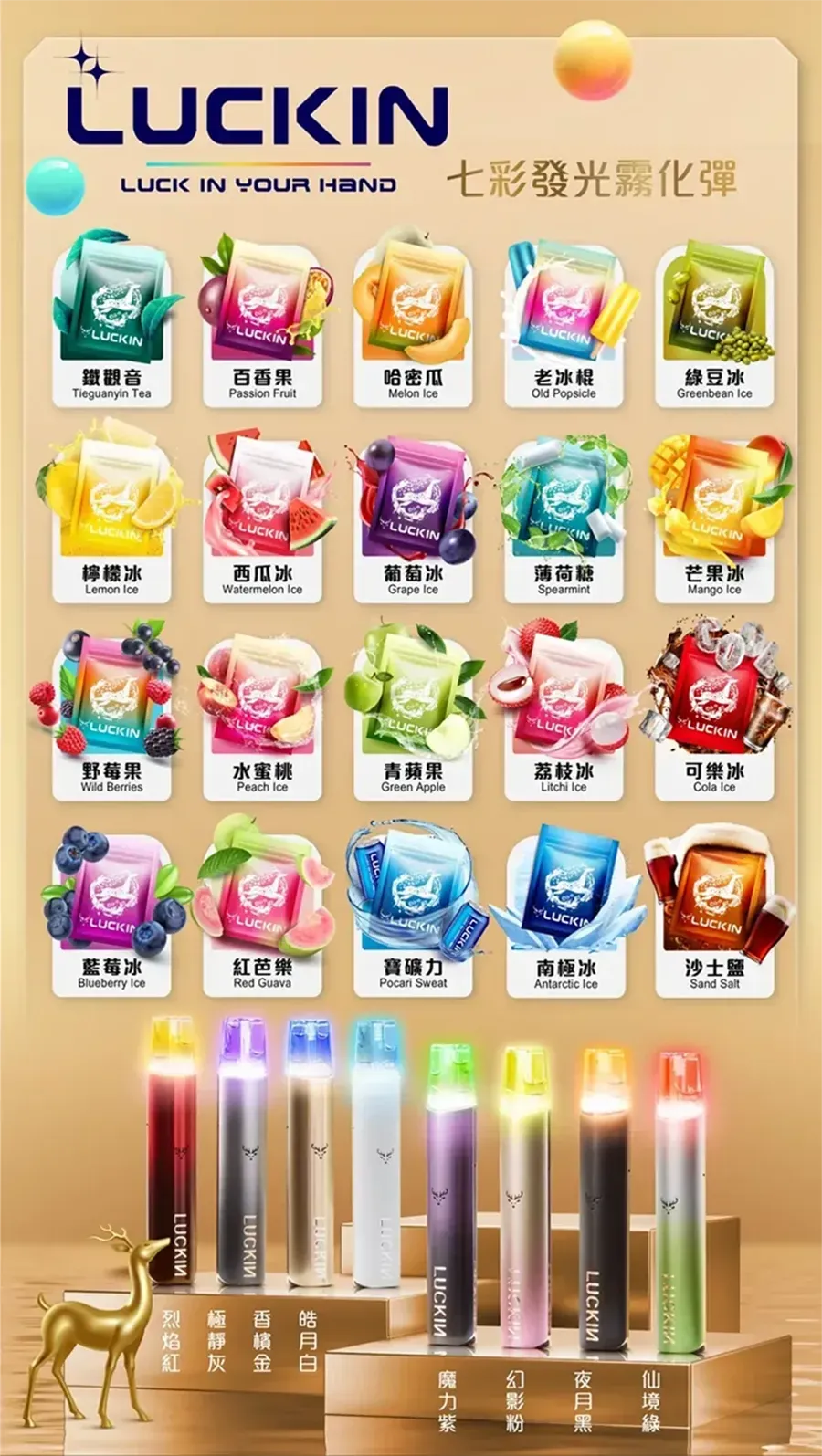 LUCKIN 幸運煙彈:七彩發光 2.0ml 大容量 | 19 款頂級口味 | 通用一代主機(图2)